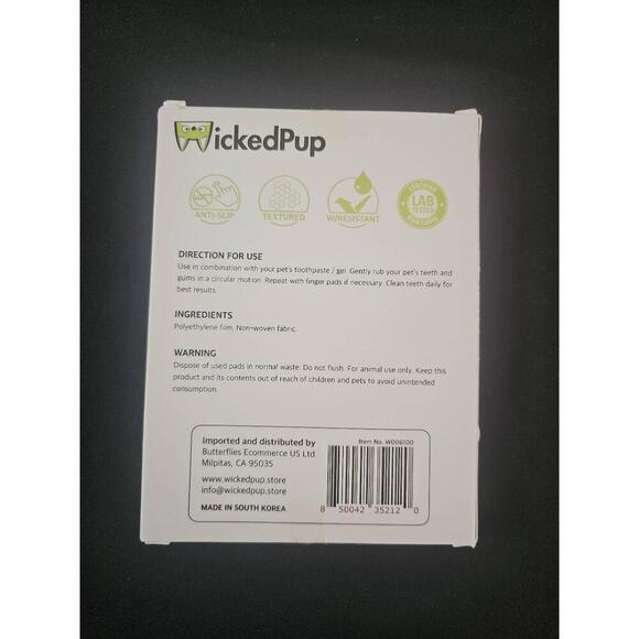 NWT WickedPup 60 Count Non-Toxic Dry Dental Wipes For Pets - Picture 2 of 4